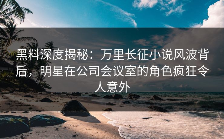 黑料深度揭秘：万里长征小说风波背后，明星在公司会议室的角色疯狂令人意外