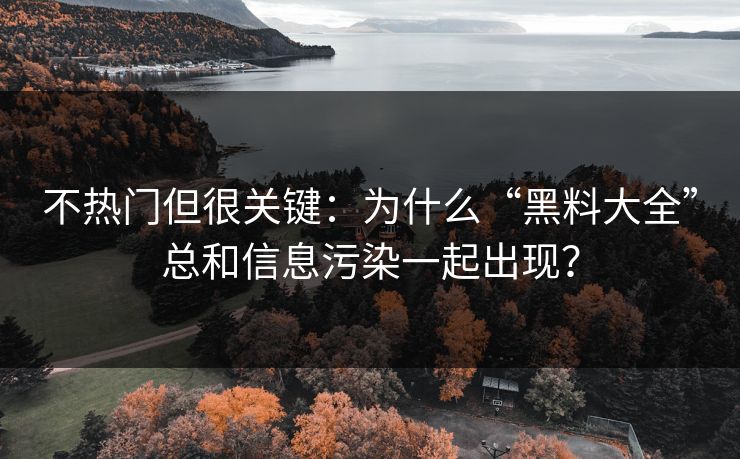 不热门但很关键：为什么“黑料大全”总和信息污染一起出现？