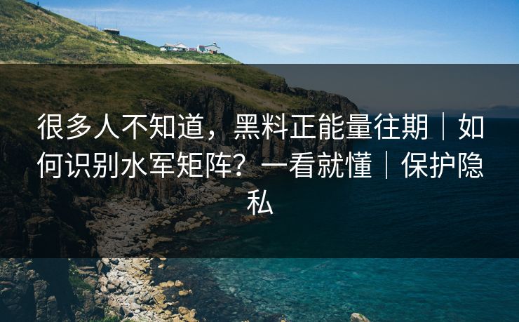 很多人不知道，黑料正能量往期｜如何识别水军矩阵？一看就懂｜保护隐私