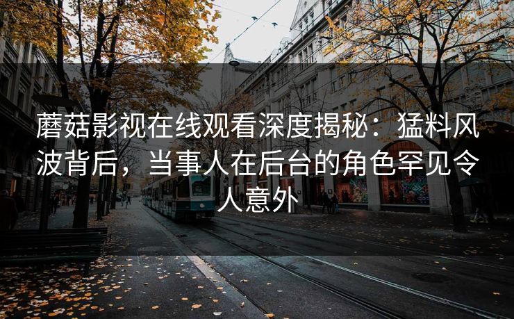 蘑菇影视在线观看深度揭秘：猛料风波背后，当事人在后台的角色罕见令人意外